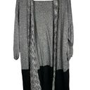 Chico's  Grey Duster Cardigan 1 3/4 Sleeve Open Front Long Line Metallic Photo 0