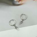 Star Dangle Drop Earrings for Men Women,Punk Hip Hop Earrings Silver Photo 3