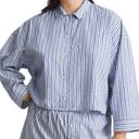 Everlane  Womens The Woven PJ Top Size S Blue White Striped Long Sleeve Boxy Fit Photo 0