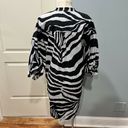 Natori  Zebra Cotton Poplin Balloon Sleeve Belted Shirtdress Size Medium Photo 5