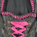 Landhaus Dress Size M Black Pink Rhinestone Rose Oktoberfest Dirndl Corset Size M Photo 3