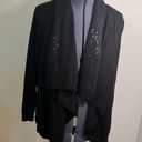 DKNY  Sequin Collar Open Front Cardigan Black Photo 0