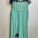 Anthropologie  Tessora Strapless Green Flowy Jumpsuit Pom Fringe Photo 1