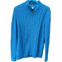 L.L.Bean  Vintage blue zip up cable knit cardigan size XL Photo 0