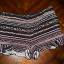 The Loft  Striped Ditsy Floral Ruffled Hem Viscose Shorts Size 14 Photo 0