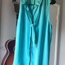 Suzy Shier Women’s Teal Sheer Sleeveless Button Top Size X-Large Photo 0