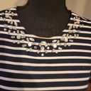 J.Crew NAVY Blue White Striped Embellished Sheath Short Casual Dress  Photo 4