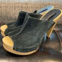 Steven By Steve Madden  Black Suede Studded Barc High Heel Clogs Sz 9B Photo 4