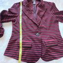 Soho Apparel  Ltd. Women's Medium Maroon and Black Striped Blazer Photo 3