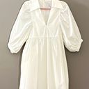 Hunter Bell White Noah Dress Pockets Collared Cotton Mini Swing Dress  Medium Photo 2