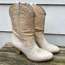 Dingo Vintage 80s 90s  high heeled low shaft cream beige cowgirl western boots Photo 0