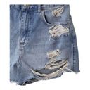 Topshop  Moto Mom Light Rinse Distressed Denim Shorts Cut-Off High Waist Sz  10 Photo 3