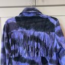 Miss Sixty Vintage  60 Tie Dye Purple Black Leather Suede Fringe Cropped Jacket Photo 2