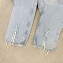 ZARA  Distressed Split Leg High Rise Straight Leg Jeans Light Blue Size 6 Raw Hem Photo 5