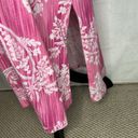 Carole Hochman  Long Dressing Gown Housecoat 1/2 Zip Pink Floral Cotton Sz Small Photo 3