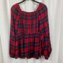 Torrid  Red Plaid Brushed Rayon Acrylic Smocked Babydoll Top Sz.2 NWT Photo 11