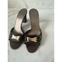 Salvatore Ferragamo  Brown Leather Logo Heels Sandals Size 8 Photo 1