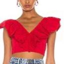 Revolve Lorane Red Ruffle Crop V Neck Top XS Photo 0