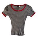 Divided striped ribbed crop tee Photo 0