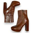 Michael Kors  Brown Leather Frenchie Platform Bootie Heeled Ankle Boots Photo 1