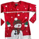 Allison Brittney  red Fuzzy Snowman Christmas Sweater tunic/ Dress Photo 3