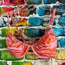 Shade & Shore NWT Bikini Top By  Pink Swirl Size 34D Removable Pads Underwire Photo 0