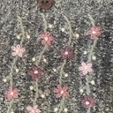 Dress Barn Vintage  Cardigan Sweater Knit Gray Patchwork Round Neck Pastel Floral Photo 9