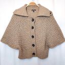 Apt. 9  Chunky Knit Light Brown Tan Short Batwing Sleeve Button Cardigan Sweater Photo 0