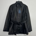 Cole Haan  351M2014 Size L Belted 100% Genuine Lambskin Leather Jacket Black $600 Photo 2