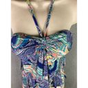 Kenneth Cole  Swim Reaction Top Tankini Womens Size Small Ruffle Halter Blue Photo 5