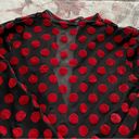 ZARA  Trafaluc red dots black sheer open front boho long sleeve blouse, size S Photo 4