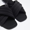 ZARA  FLAT QUILTED SANDALS SLIPPERS SLIP ON SLIDES BLACK 7.5/38 EUC Photo 2