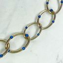 Coldwater Creek  Gold Tone Blue Studded Chain Link Necklace Photo 4