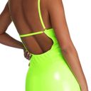 Tic Toc Lime Vinyl Open Back Underwire Mini Dress Photo 1