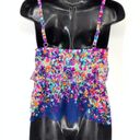 Kenneth Cole  Reaction Women's Sz S Floral Print Mesh Ruffle Swim Top Multicolor Photo 2