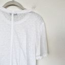 The Range [] White Linen Blend Crew Neck Asymmetrical Hem Cut Off T-Shirt Large Photo 8