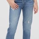 Gap  Jeans Straight Crop Coupe 3/4 Cuffed Medium Wash Jeans Distressed Sz 0 blue Photo 0