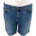 Guess  (32) Women's Y2K Blue Medium Wash Cut Off Bermuda Jean Shorts Denim Photo 35