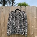 Talbots  medium Black Cream Floral Shimmer Gold Women’s Cardigan Sweater Photo 4