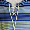 Talbots Shirt Dress Summer Cotton Knit Size Medium Blue Nautical Stripe Photo 12