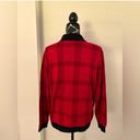 Cathy Daniels EUC  Red and Black Square Pattern Button Down Sweater size large Photo 3