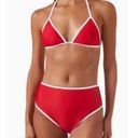 Free People Its Now Cool Waisted Duo Bikini Briefs Stretch Nylon Red White Contrast Size 8 Photo 3