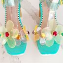 Betsey Johnson  Beckket Turquoise Multi Transparent Flower Sandals Photo 3