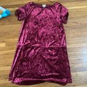 cupio Womens Dress Small Short Sleeve Cuffed Crushed Velvet Burgundy Holiday Photo 0