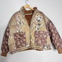 American Eagle  Reversible Floral Tan Sherpa Puffer Jacket sz XL Photo 1