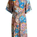 The Bar Dodo Or Printed Nancy Dress in Orange & Blue Medium Womens Midi Retro Floral Photo 4