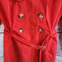 Guess  Red Floral Double Breasted Belted Tailcoat Women's Trench Coat Size Medium Photo 8