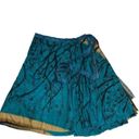 Wevez Blue Gold Double Wrap Skirt Sari L OS Silk Reversible India Midi Maxi Long Size undefined Photo 2