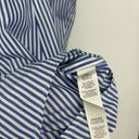 Chico's  1 Size M No Iron Button Front Tunic Top Blue Stripe Bedazzled Collar Photo 11