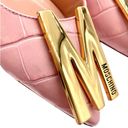 Moschino  Couture Croc Embossed Leather M Slingback Pointed Heels Pink Gold 38.5 Photo 7